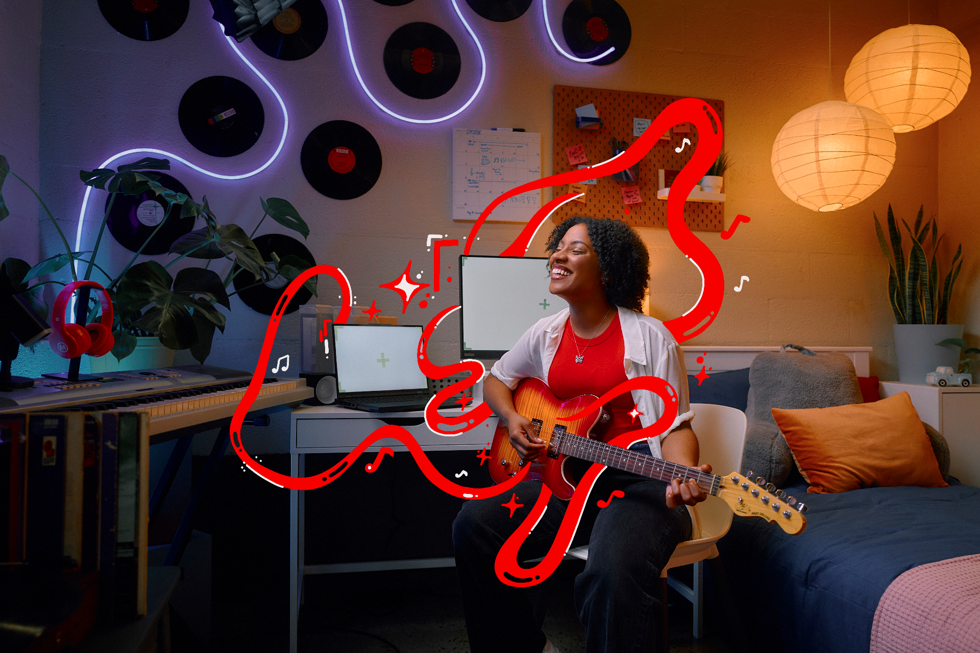 Campaign still — guitar in bedroom set