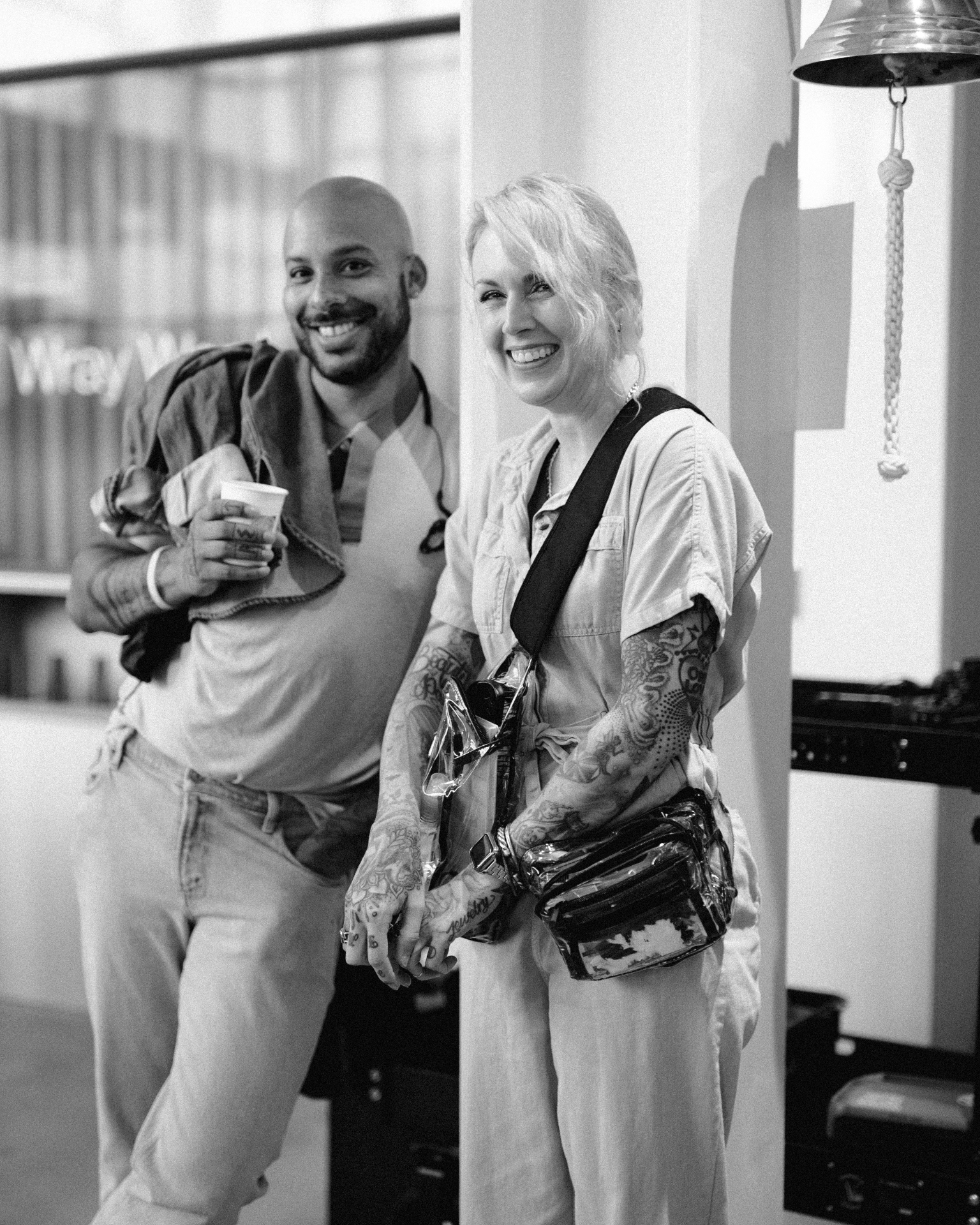 Producers smiling on set