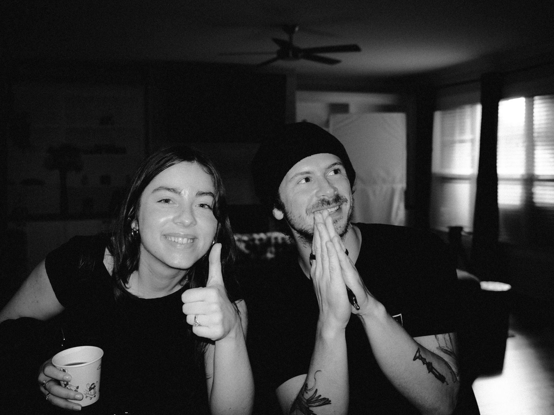 Between takes with the team
