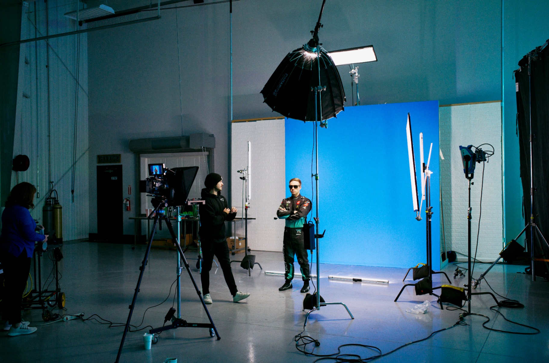 On set in the studio
