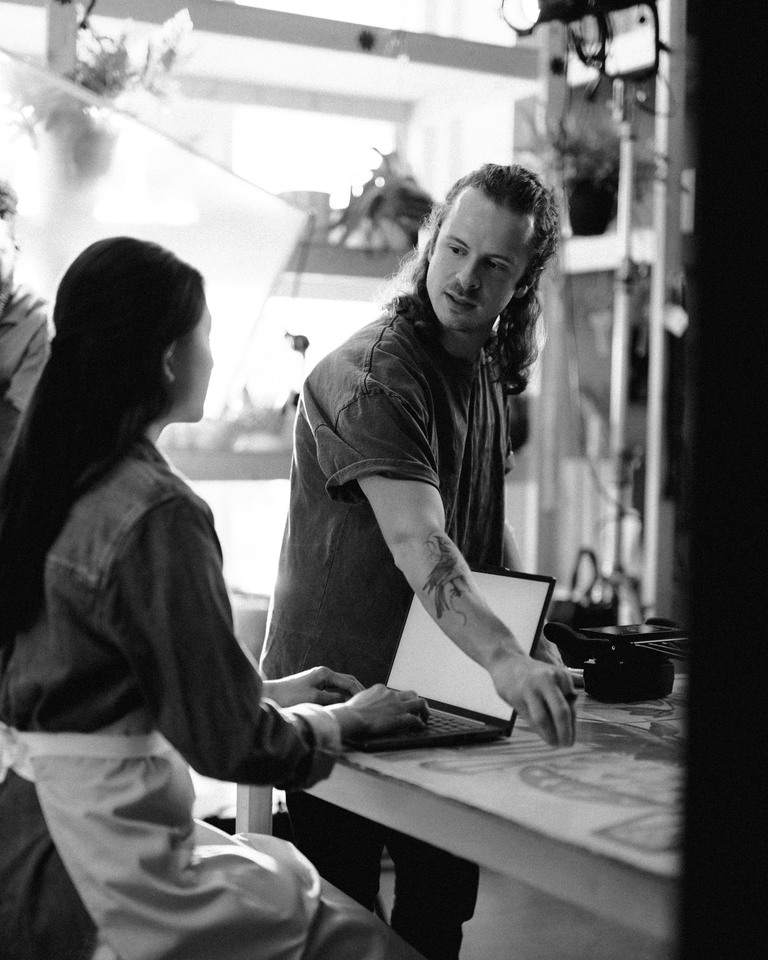 Directing talent on set