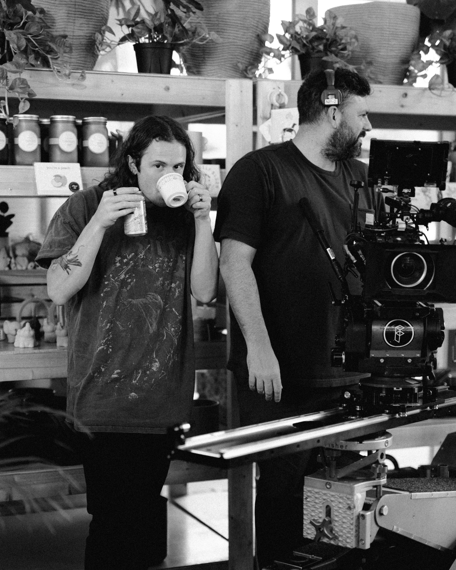 Hudson on set, behind the scenes
